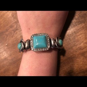 Turquoise and leather bracelet